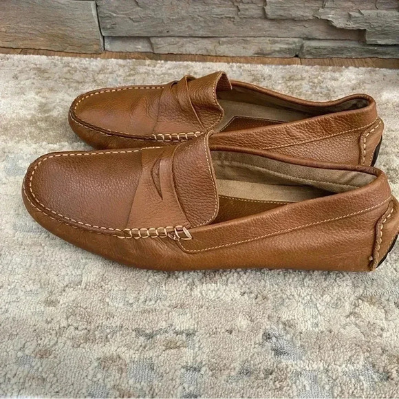 Donald Pliner Alondro Tan Leather Loafers Slip On Driving Shoes Camel Brown:11.5 - Picture 3 of 10